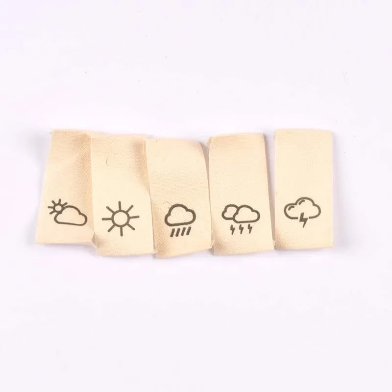Cotton Woven Garment Care Labels | Weather Pattern 50pcs Woven Garment Labels Qme