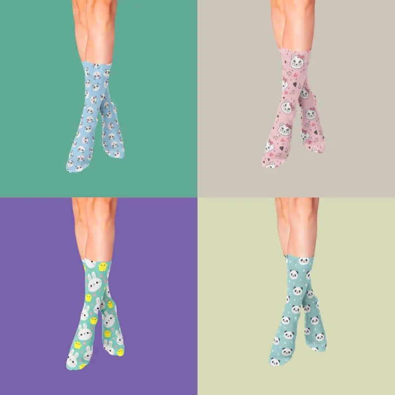 Cute Panda Cartoon Women's Novelty Socks – Korean Style Novelty Socks Qme