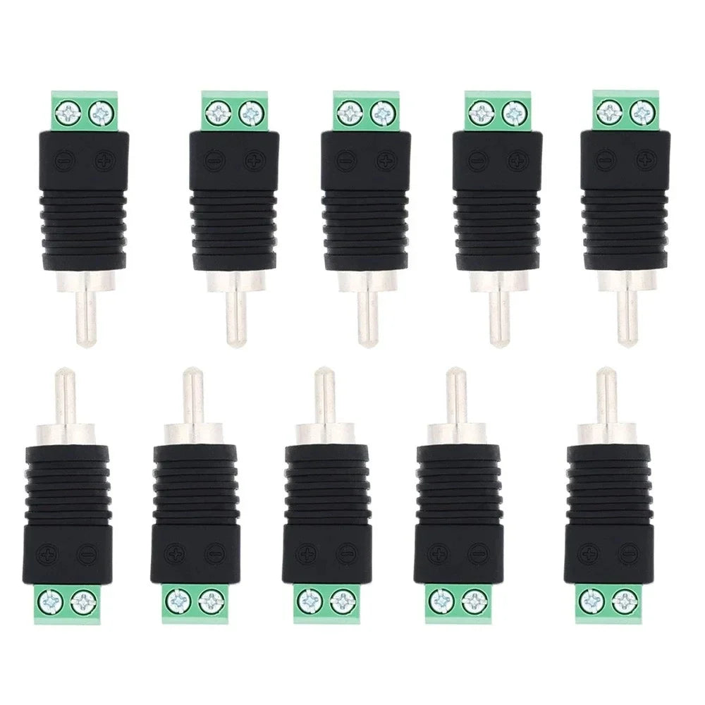 10-Pack RCA Male Screw Terminal Connectors – CCTV & Audio Audio Video Connector Qme