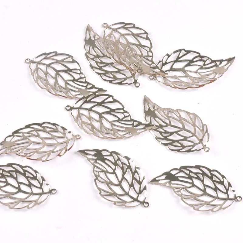 Metal Filigree Leaf Flower Connectors DIY Craft – 20pcs Filigree Craft Connectors Qme sliver