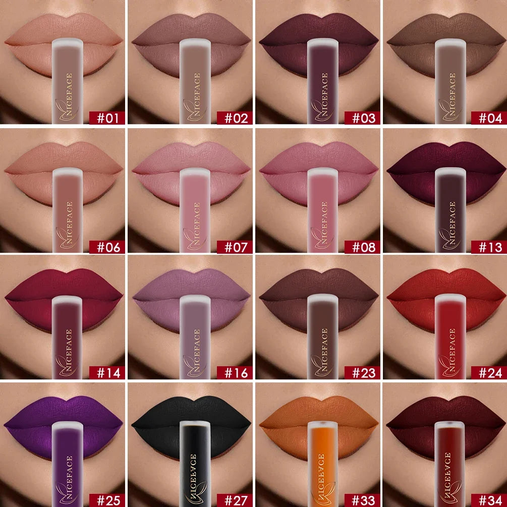 NICEFACE Nude Matte Liquid Lipstick – Waterproof, 23 Shades Liquid Lipstick Qme