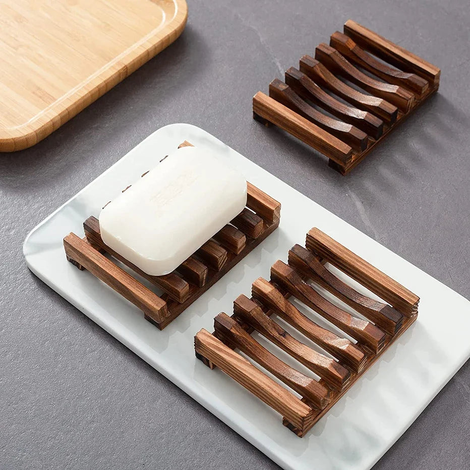 Natural Bamboo Soap Dish Holder with Drainage Tray Bamboo Soap Dish Qme