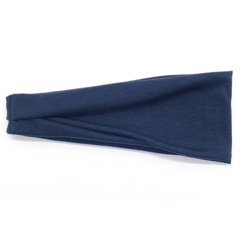 Women's Cotton Turban Twist Headband – 20 Colors Turban Twist Headband Qme Navy Blue 10cm-22cm