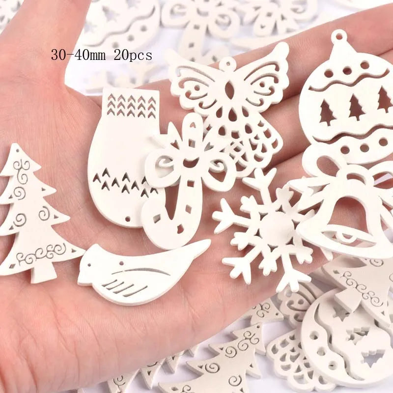 White Wooden Christmas Tree Shapes – DIY Craft & Scrapbooking Wooden Craft Shapes Qme 30-40mm 20pcs