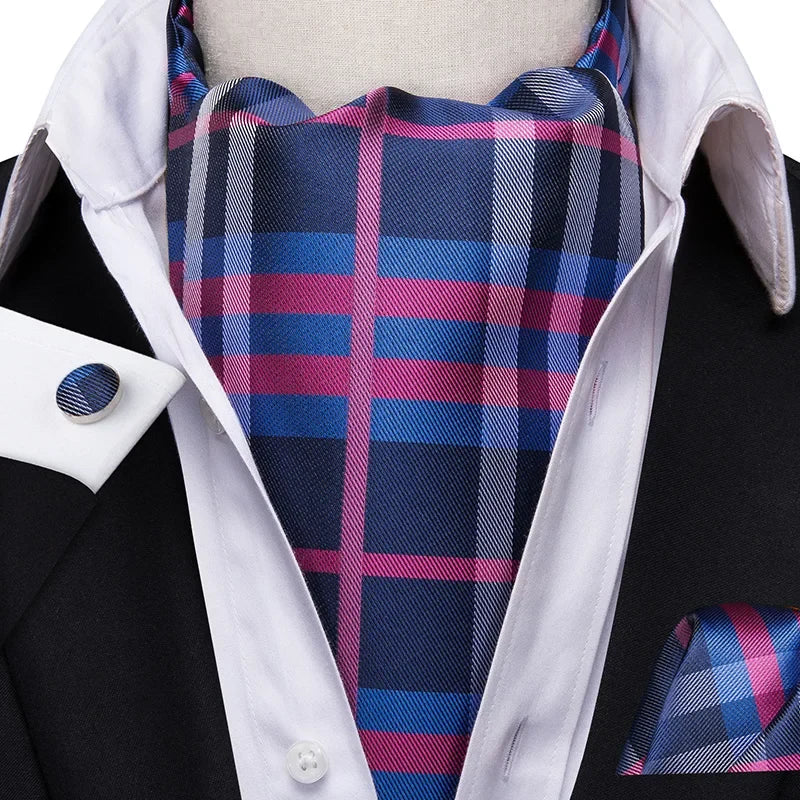 Men's Silk Ascot, Pocket Square & Cufflinks Set | Jacquard