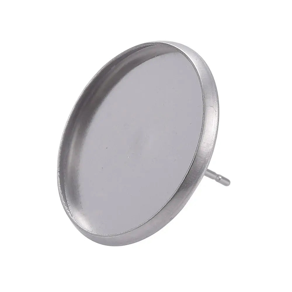 Stainless Steel Blank Stud Earring Cabochon Settings – 20Pcs Earring Stud Settings Qme