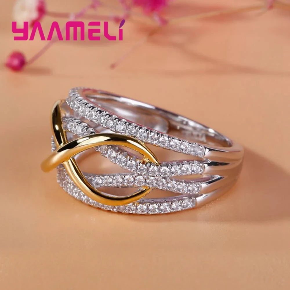 925 Sterling Silver Infinity Love Ring – Cubic Zirconia Bowknot Sterling Silver Ring Qme