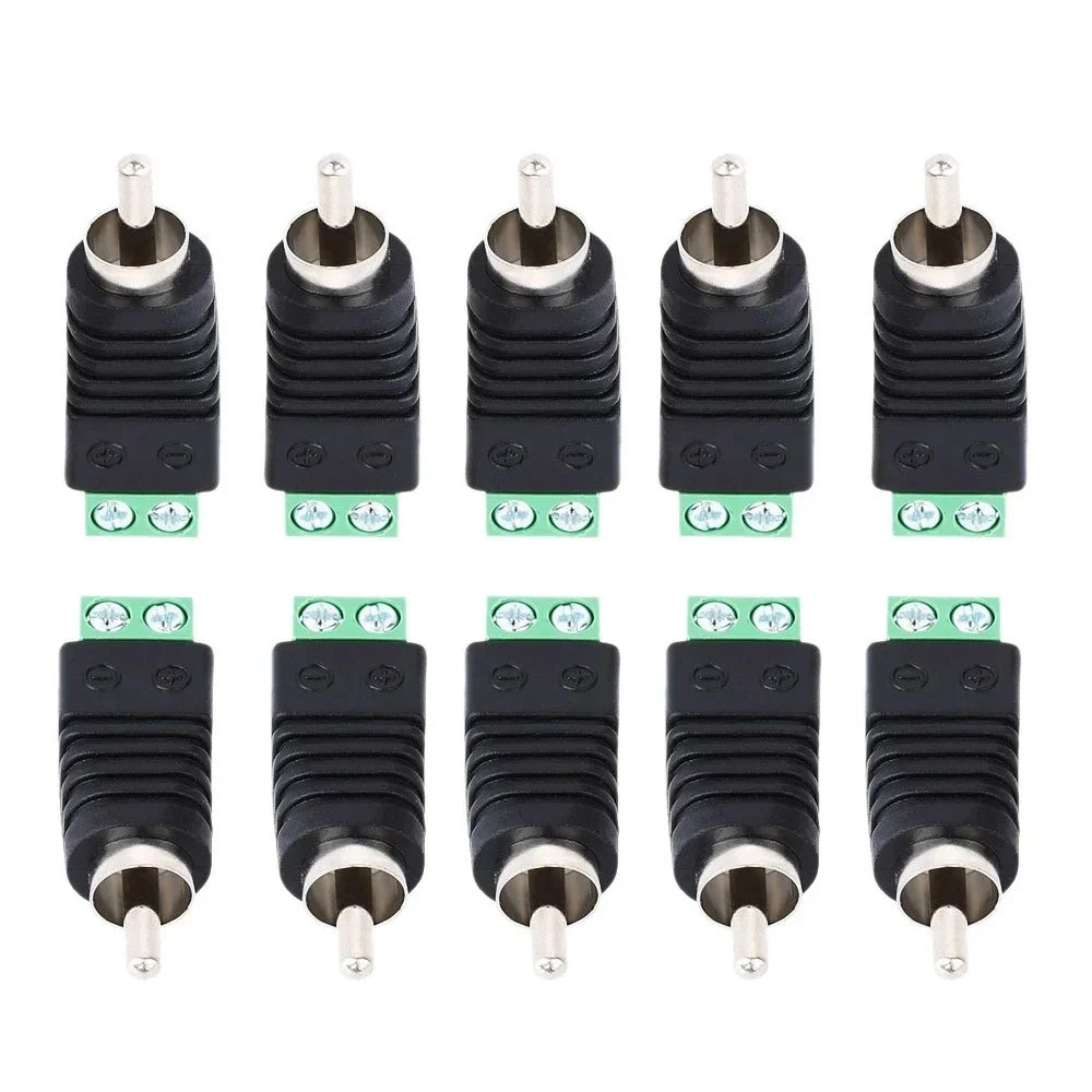 10-Pack RCA Male Screw Terminal Connectors – CCTV & Audio Audio Video Connector Qme