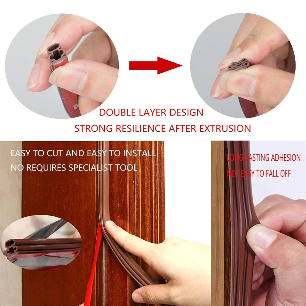 6M Self-Adhesive Silicone Rubber Door & Window Sealing Strip Rubber Sealing Strip Qme