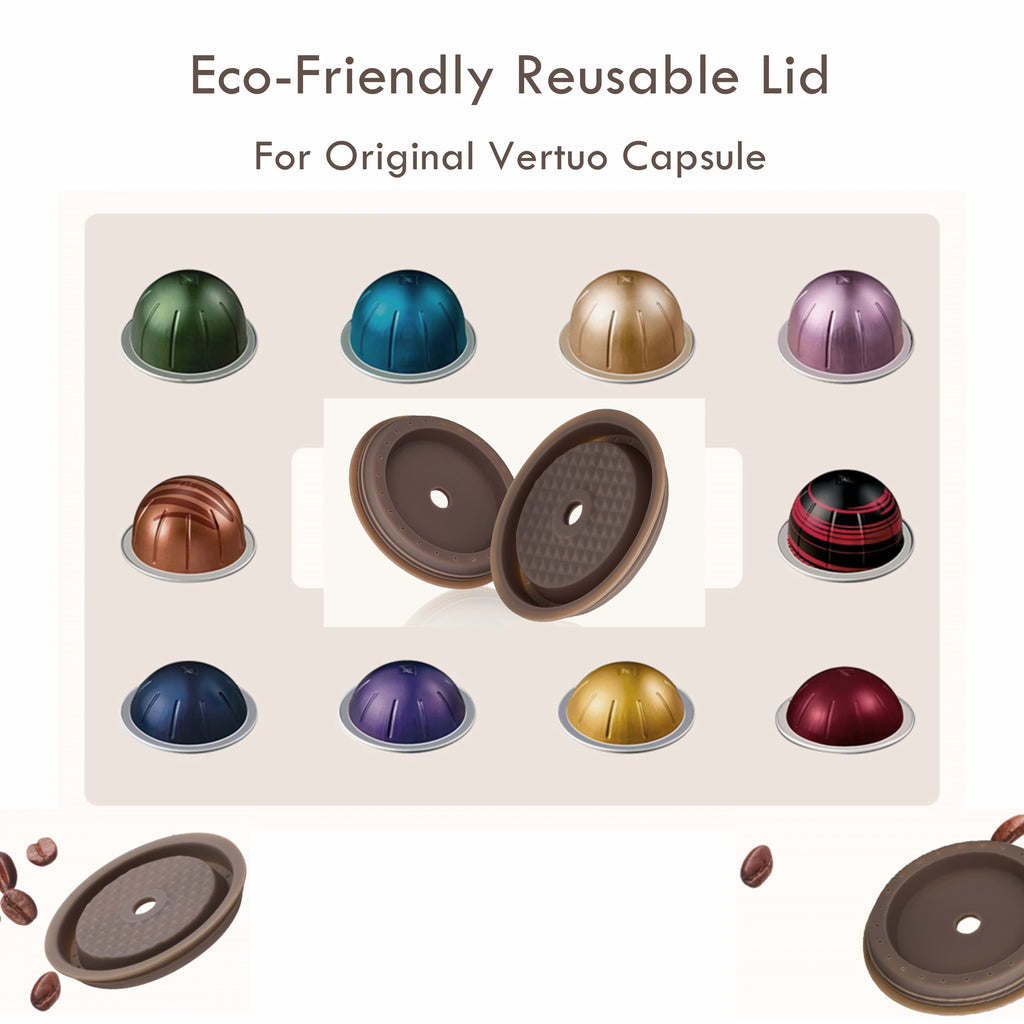 Reusable Silicone Lids for Nespresso Vertuo Capsules – 4 Sizes Coffee Pod Lid Qst