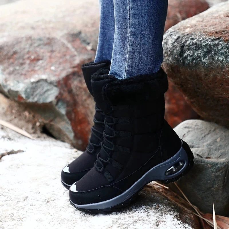 Women's Plush Snow Boots – Warm Fur-Lined Platform Ankle Boots Women's Snow Boots Qst