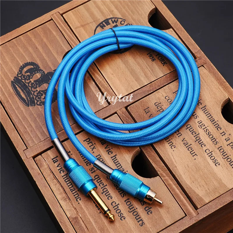 Tattoo RCA Clip Cord 1.8M Power Cord for Tattoo Machine | Qme Tattoo Machine Cord Qme Sky Blue