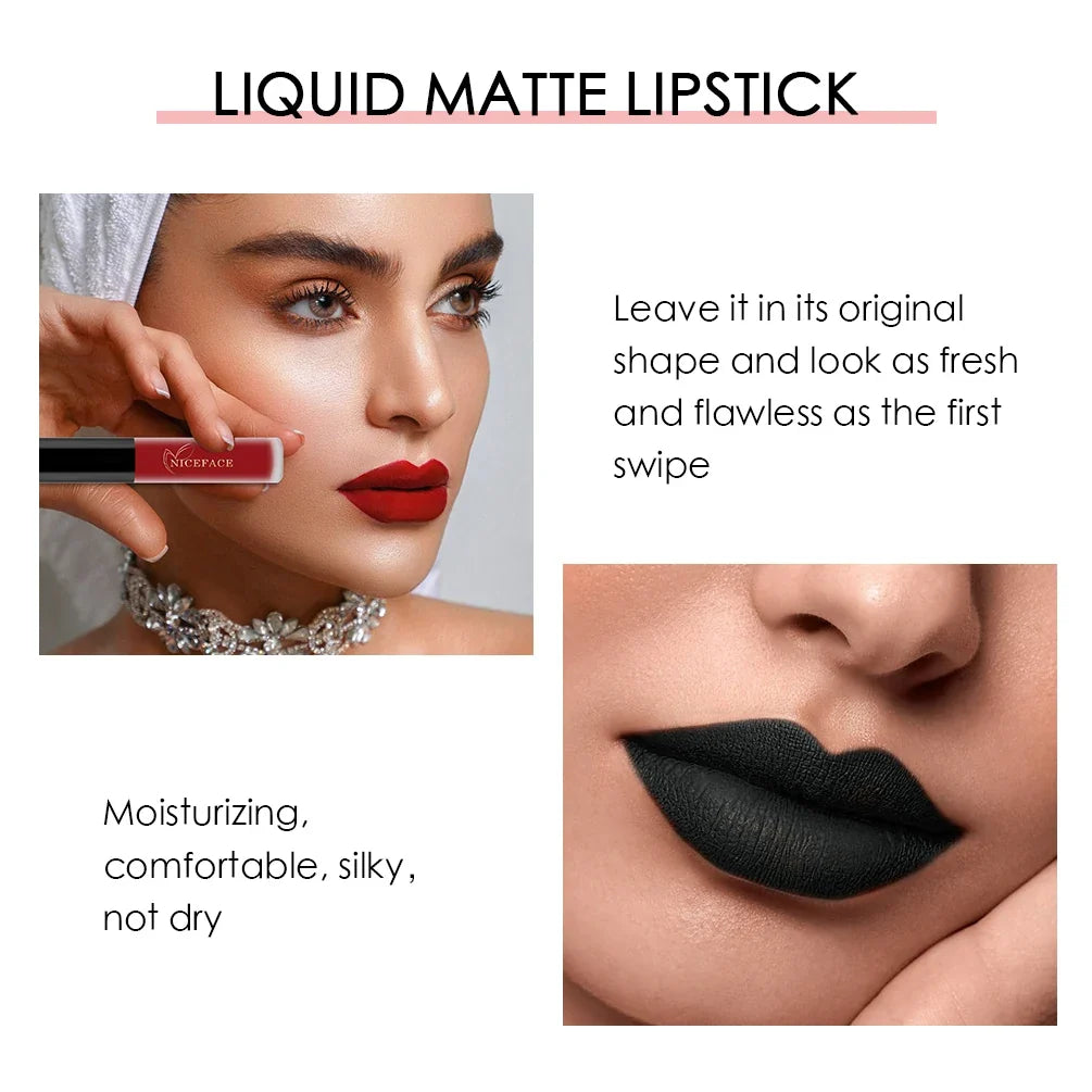 NICEFACE Matte Liquid Lipstick – Waterproof Long-Lasting Lip Tint Matte Liquid Lipstick Qme
