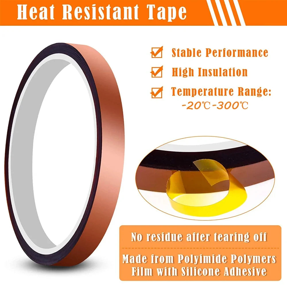 Gold Polyimide High-Temp Adhesive Tape 33M – Heat Resistant Heat Resistant Tape Qme