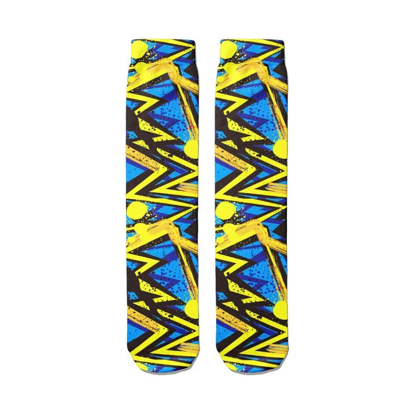 Women's 3D Graffiti Cotton Socks – Street Art Novelty Fashion Novelty Fashion Socks Qme style4 One Size China Mainland