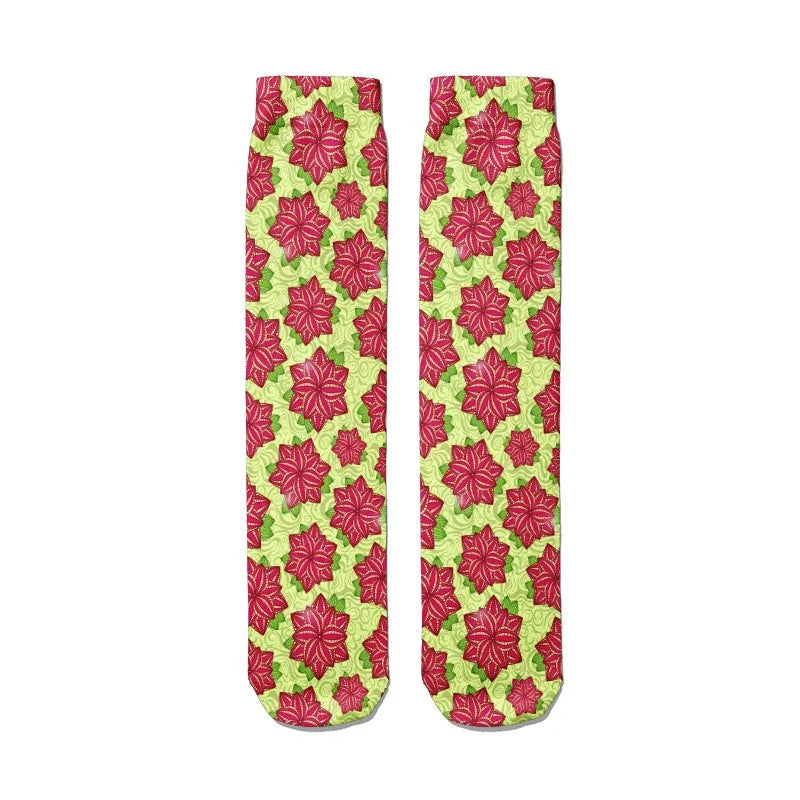 Women's 3D Print Harajuku Heart Long Tube Socks | Cartoon Novelty Novelty Tube Socks Qme style6 One Size China Mainland