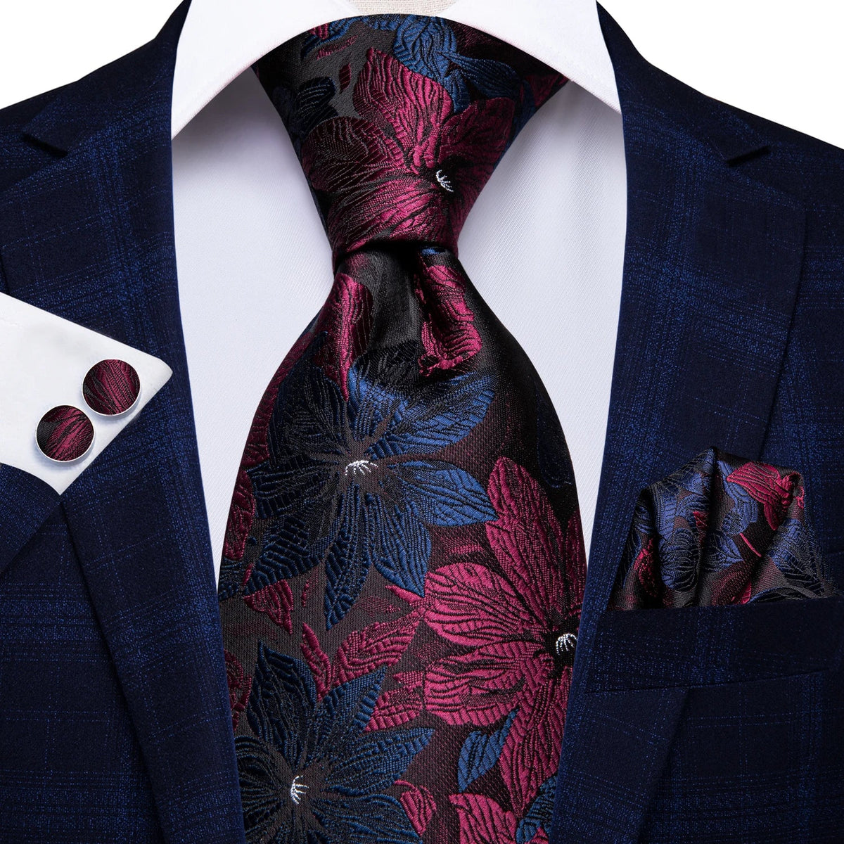 Men's Floral Necktie – Wedding & Party Tie | 46 Colors Floral Necktie Qme