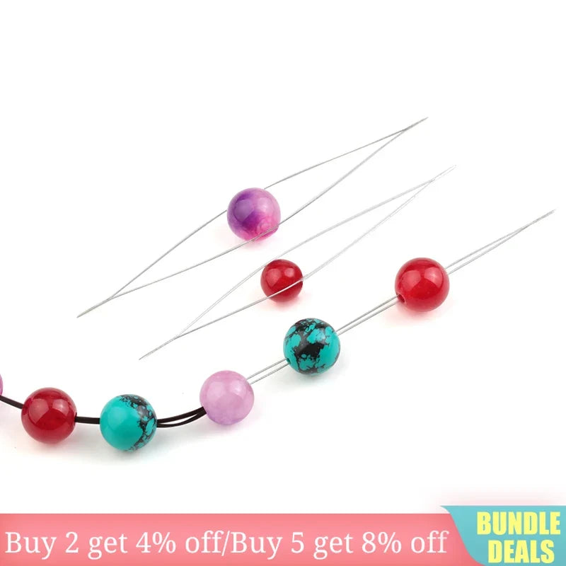 Big Eye Beading Needles Set – 5 Curved Spring Steel Sizes Beading Needles Set Qme