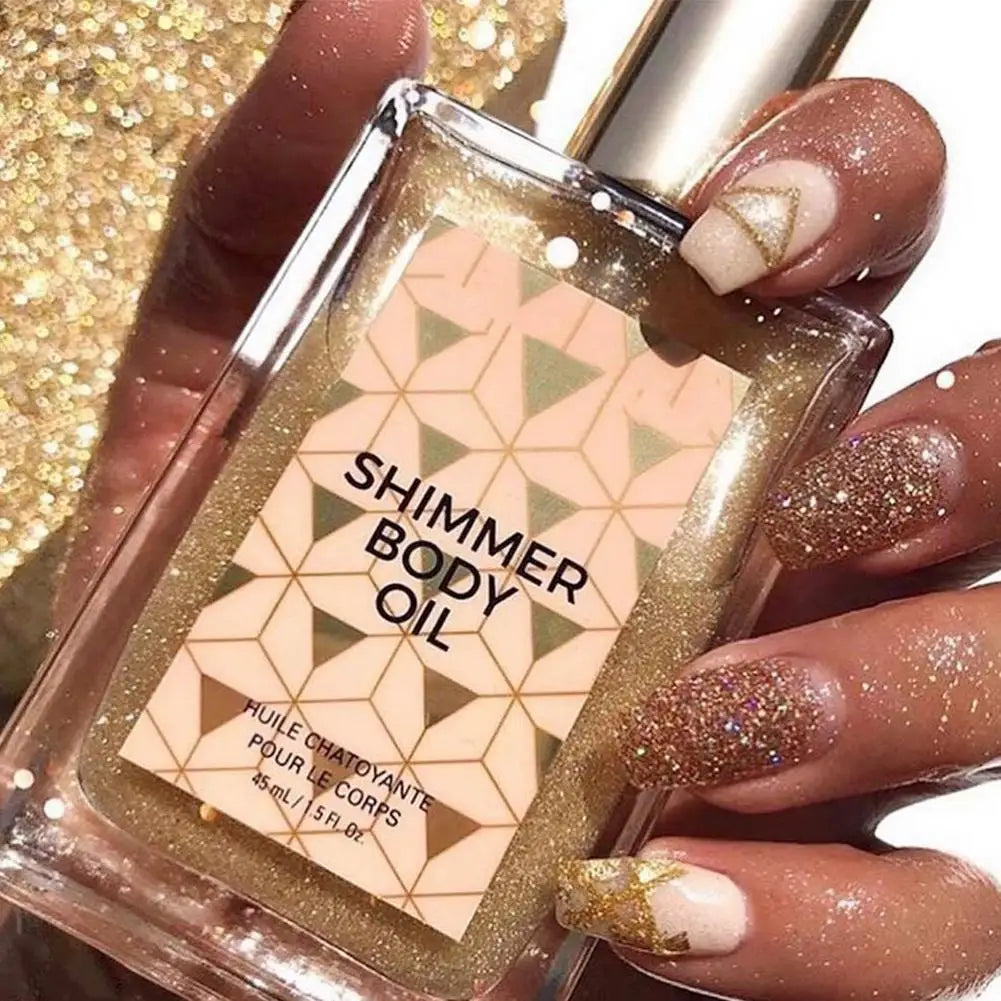 Liquid Shimmer Body Oil – Waterproof Glow Highlighter 45ml Body Shimmer Highlighter Qme