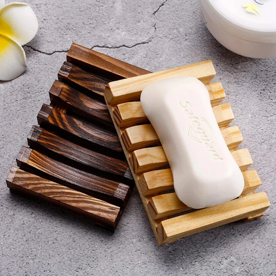 Natural Bamboo Soap Dish Holder with Drainage Tray Bamboo Soap Dish Qme