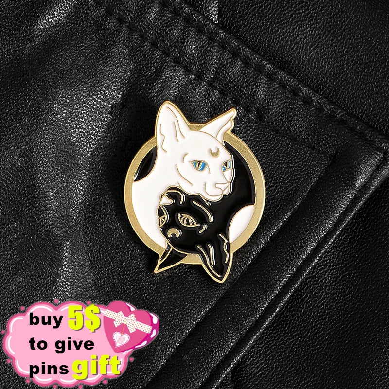 Witch Enamel Pins – Hat, Cat, Frog & Crescent Moon Lapel Pin Enamel Lapel Pin Qme
