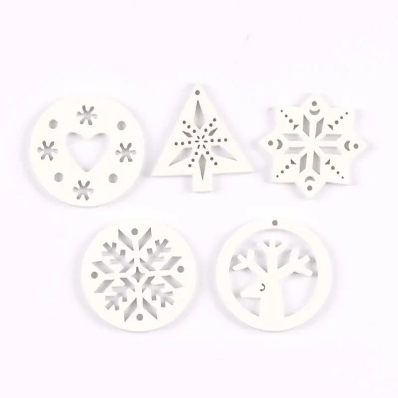 White Wooden Christmas Ornament Shapes – Trees, Snowflakes & Deer DIY Craft Embellishments Qme