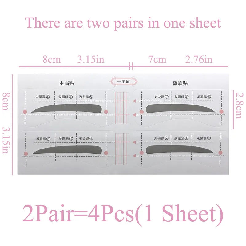 24 Pairs Eyebrow Stencil Sticker Template Guide Cards | Qme Eyebrow Stencil Cards Qme