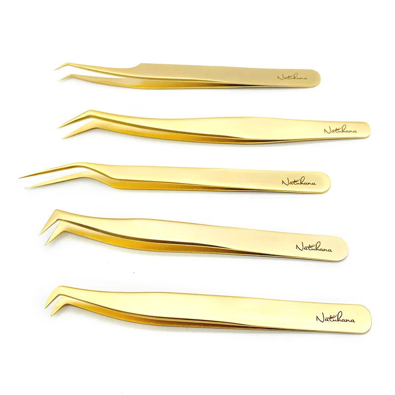 NATUHANA Eyelash Extension Tweezers – Matte Stainless Steel Eyelash Tweezers Qme