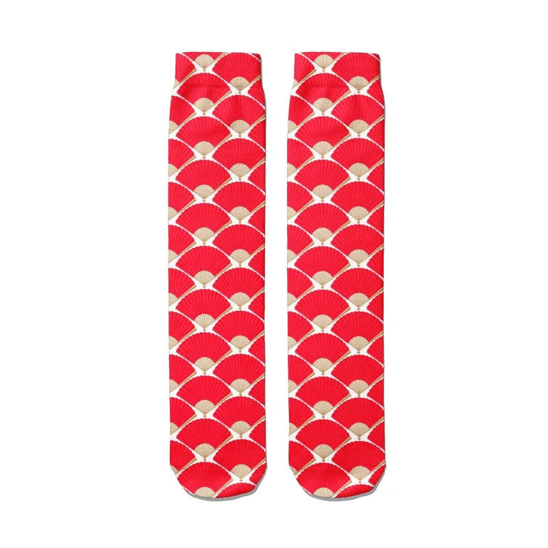 Women's 3D Print Harajuku Heart Long Tube Socks | Cartoon Novelty Novelty Tube Socks Qme style2 One Size China Mainland