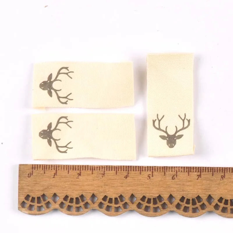 Handmade Printed Cotton Woven Clothing Labels – 50pcs Beige Woven Garment Labels Qme