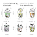 Boba Tea Enamel Lapel Pin | Cute Cat & Penguin Kawaii Brooch Enamel Lapel Pin Qme set