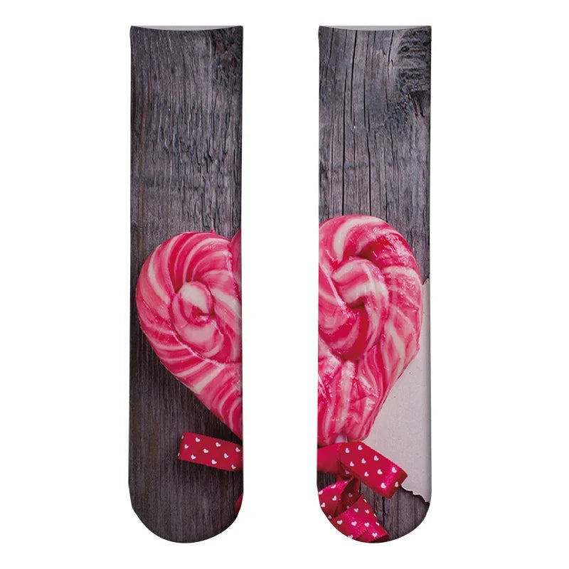 3D Candy Ice Cream Novelty Socks – Soft, Fun & Colorful Novelty Patterned Socks Qme style15 One Size China Mainland