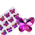 Butterfly Glass Crystal Pendant Beads & Charms – 12pcs Jewelry Making Jewelry Making Charms Qme Fuchsia