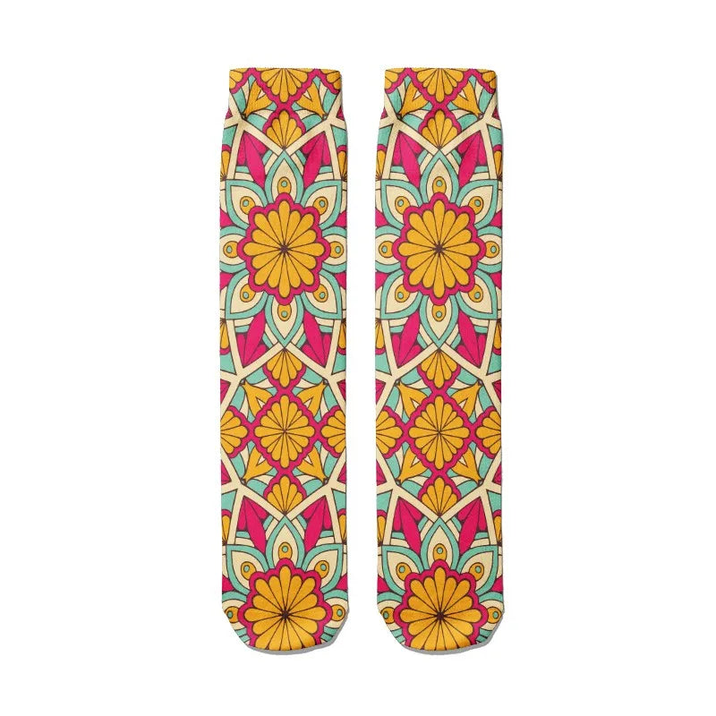 3D Mandala Kawaii Novelty Socks – Unisex Fun Crew Socks Novelty Crew Socks Qme style10 One Size China Mainland