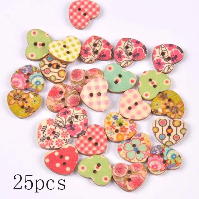 Cartoon Painted Wooden Buttons – Sewing, Crafts & Scrapbooking Wooden Craft Buttons Qme m1893-12 25pcs
