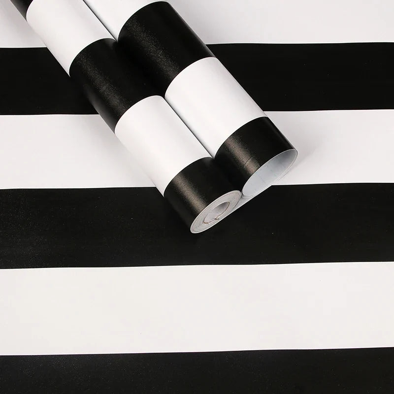 Black & White Stripe Peel and Stick Wallpaper – Vinyl Waterproof Peel & Stick Wallpaper Qme Stripe Black White 5mx45cm