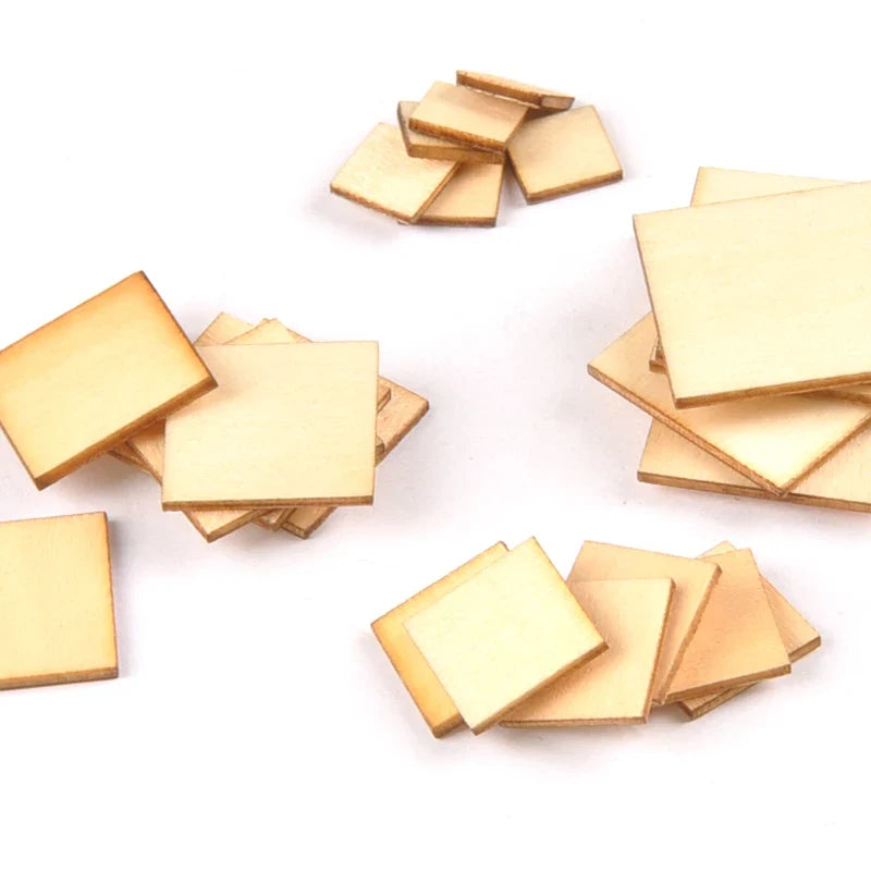 Mixed Wooden Square Craft Pieces 10–100mm | Scrapbooking Decor Wood Craft Pieces Qme 20mm 50pcs