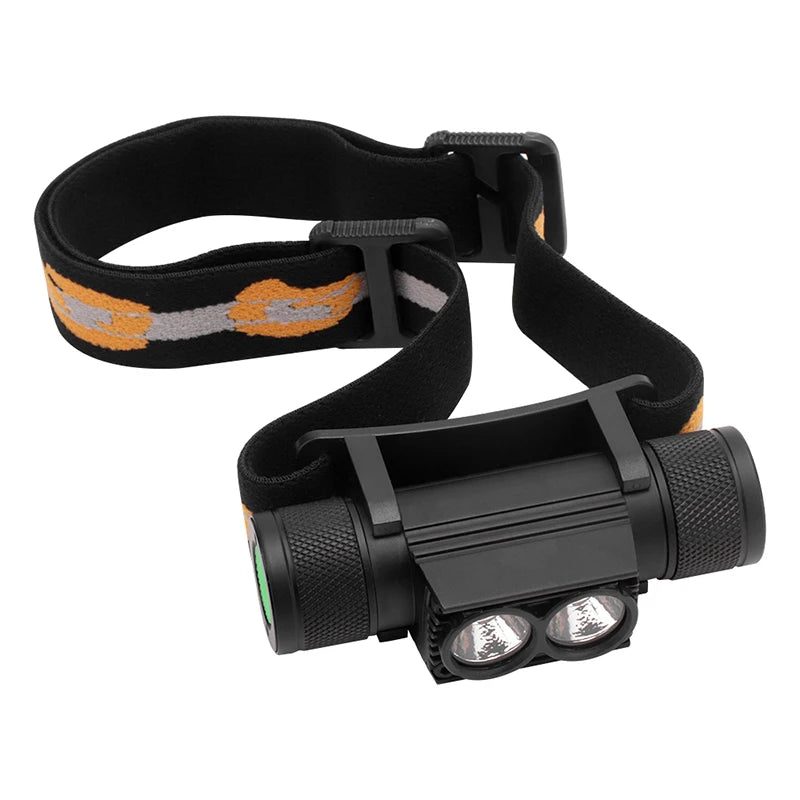 BORUiT D25 Dual LED Headlamp 5000LM Rechargeable 6-Mode Torch Rechargeable Headlamp Qst