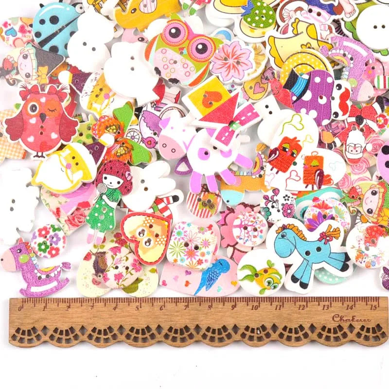 Cartoon Painted Wooden Buttons – Sewing, Crafts & Scrapbooking Wooden Craft Buttons Qme