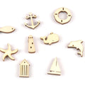 Mixed Wooden Nautical Ornaments – Dolphin, Starfish, Anchor, 20pcs Wooden Craft Ornaments Qme Default Title