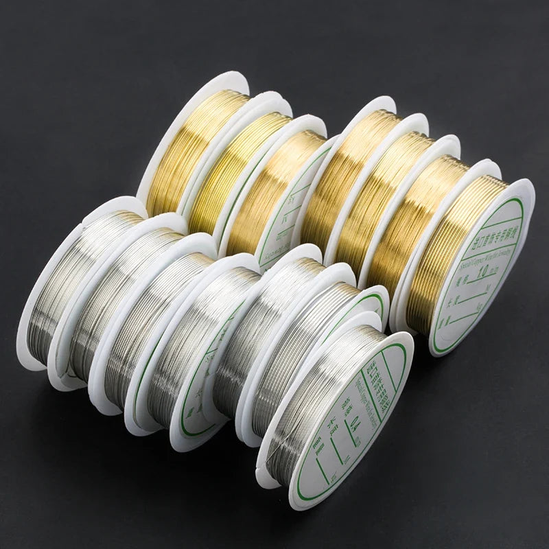 Gold & Silver Plated Copper Beading Wire 0.2–1mm | 16 Colors Jewelry Beading Wire Qme
