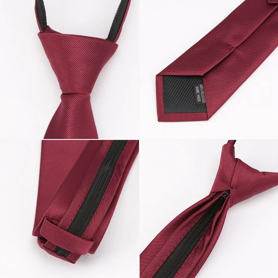 Men's Zipper Necktie – Solid Pre-Tied Lazy Tie, 11 Colors Zipper Necktie Qme