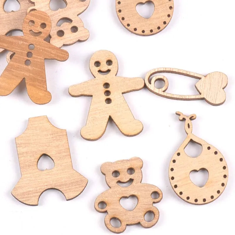 Wooden Bear & Balloon DIY Craft Embellishments 215pcs Set Craft Embellishments Qme mix