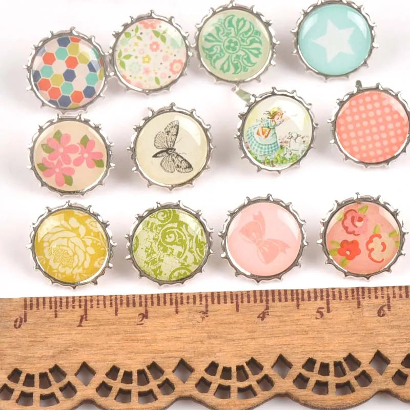 Mixed Pattern Round Metal Brads – Scrapbooking Embellishments 20pcs Scrapbooking Brads Qme