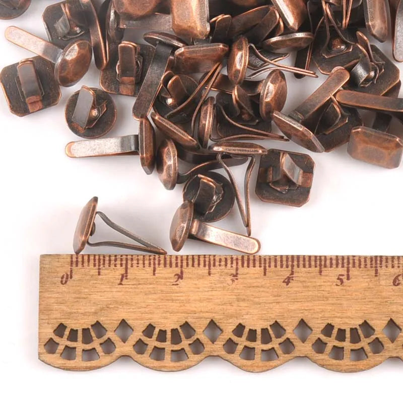 Bronze Round Square Fastener Brads – Scrapbooking DIY (10pcs) Craft Fastener Brads Qme