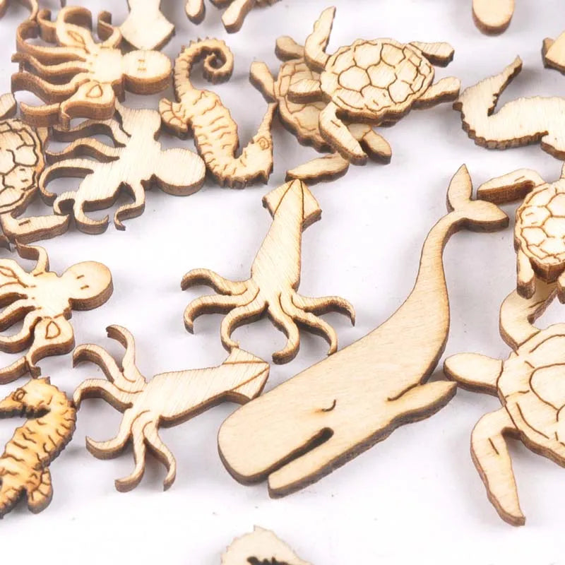 Wood Animal Cutouts DIY Craft Embellishments 20pcs Set Wood Craft Cutouts Qme