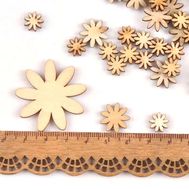 Mixed Flower Wood Slices 50pcs – DIY Crafts & Scrapbooking Wood Craft Slices Qme