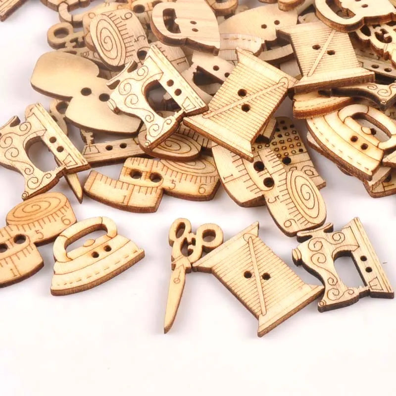 Natural Wood Craft Ornaments for DIY Scrapbooking & Sewing Wooden Craft Embellishments Qme