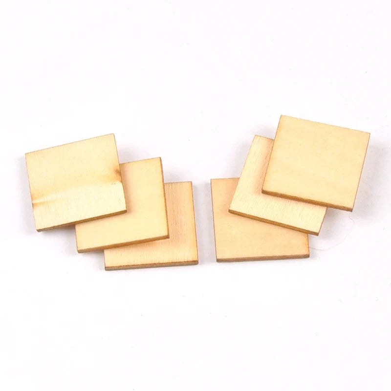 Mixed Wooden Square Craft Pieces 10–100mm | Scrapbooking Decor Wood Craft Pieces Qme