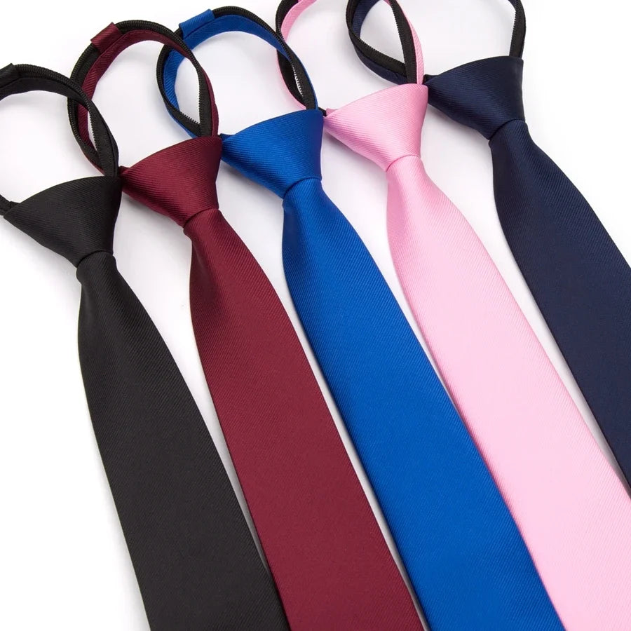 Men's Zipper Necktie – Solid Pre-Tied Lazy Tie, 11 Colors Zipper Necktie Qme